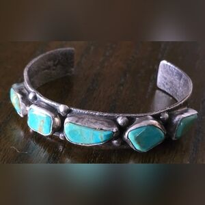 Royston Turquoise Sterling Silver Cuff Signed Jude Candelaria Zuni Navajo